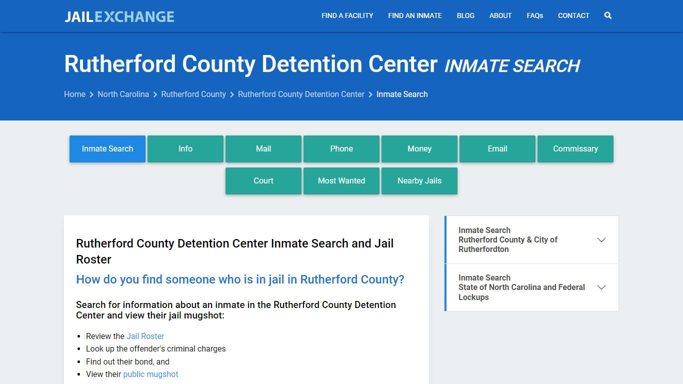 Rutherford County Detention Center Inmate Search - Jail Exchange